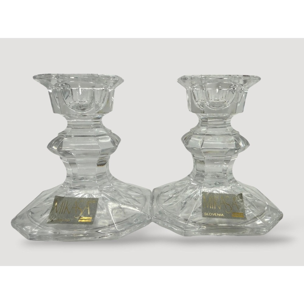 Set of 2 Vintage Mikasa Edinburgh Crystal Candlestick Holders Made in Slovenia